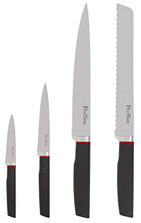 PINTINOX, Set 4 Coltelli da Cucina Serie Living, Acciaio Inox