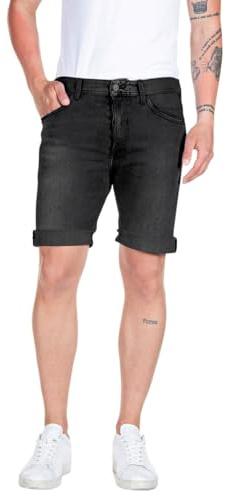 Replay Herren Jeans Shorts RBJ 901 Tapered-Fit mit Comfort Stretch, Dark Grey 097 (Grau), 30
