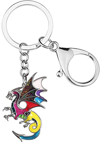 Emaille Legierung Drache Schlüsselanhänger Fantasy Dinosaurier Schmuck für Frauen Mädchen Tasche Brieftasche Charme Geschenk (Multcolor)