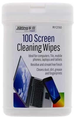 Jiating Cleaning Wipes 100 Pack Tv Pc Laptop Monitor Screen Cleaner Tub Cleans Dust Dirt and Fingerprints Computer Smartphones Mobile Phone Touchscreen Tablet Keyboard Ipad LCD Multipurpose Kit