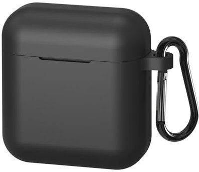 Geekria Silikon-Schutzhülle, kompatibel mit Tozo T6 True Wireless Ohrhörern, Kopfhörer-Schutzhülle, Schutzhülle mit Schlüsselanhänger-Haken, Ladeanschluss zugänglich (schwarz)