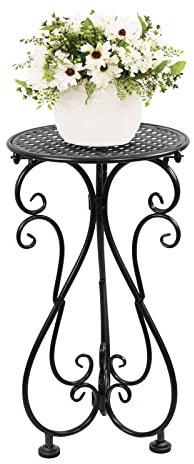NAKUPE Metal Plant Stand, 17 Tall Heavy Duty Flower Pot Stand, Single Planter Holder for Indoor, Outdoor, Patio, Balcony, Porch, Garden, Black(1 Pack)