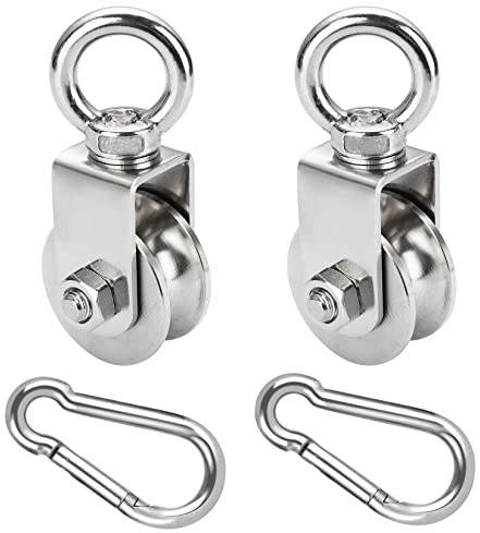 GothicBride 2 Pack 48 mm Umlenkrolle mit Kugellager, 500 kg Tragende Umlenkrolle Stahlseil, Edelstahl Umlenkrollen für Seile Seilgerüst Fitness (2pcs-48mm)