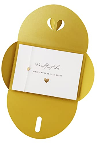 Briefzauber Trauzeugin fragen - Karte mit Armband & Herzumschlag (gold)