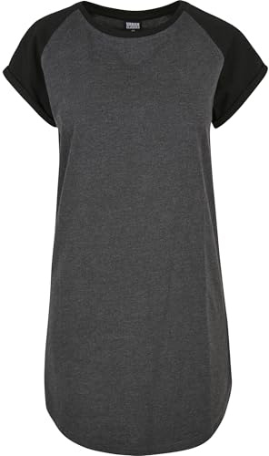 Urban Classics Damen Ladies Contrast Raglan Tee Dress Charcoal/Black, XXL