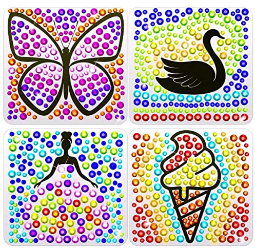 Suncatcher Bastelsets für Kinder, Kunsthandwerk für Kinder, DIY-Diamant-Spielzeug für Mädchen ab 6 Jahren, Fenster-Edelstein-Kunstset mit 4 Themen, Geburtsta Geschenke für Mädchen 6 7 8 9 10 11 12