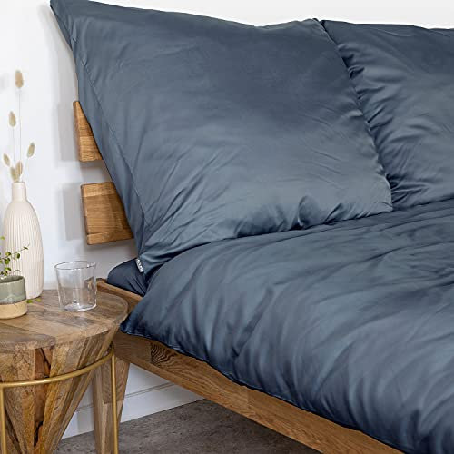 AGAPIE - Bambus Lyocell Kopfkissenbezug 80x80 cm - Dunkel-Blau, 100% Bio Oeko-Tex 100, für Allergiker, Antibakteriell, Ganzjahres-Bettwäsche, Atmungsaktiv, Geruchshemmend, Besonders sanft