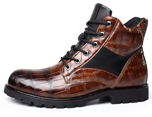 Uomo Stivaletti Derby Vintage PU Pelle Stivali da Combat Modai Stivali da Lavoro Biker Boots Moto Stivali Taglia 38-48 (43,Marrone)