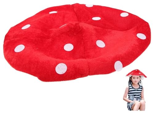 SAFIGLE Neuheit Pilzhut Roter Punkt Pilz Plüsch Hut Mädchen Fee Kostüm Cosplay Pilz Lustige Hut für Kinder Party Foto Requisiten für Erwachsene