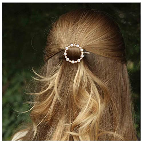 Dervivea Boho Kreis Perlen Haarspange Barrette Gold Kreis Haarspange Pin Hohle Perlen Haarnadel Clips Perlen Kreis Haarnadeln Dekorative Haarschmuck Für Frauen Und Mädchen Kopfschmuck