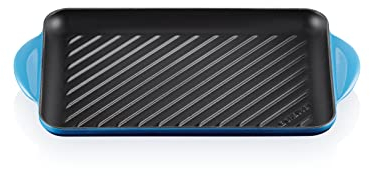 Le Creuset Grill rettangolare Tradition in ghisa vetrificata, 32 cm, Azzurro, 20202322200460