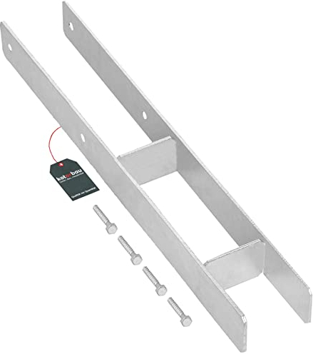 KOTARBAU® H-Pfostenträger Feuerverzinkt für Beton Breite 81 mm Gesamthöhe 600 mm Materialstärke 5 mm für 80 mm Pfosten H-anker Pfostenanker zum Einbetonieren Pfostenträger Pfostenschuhe mit Schraube T