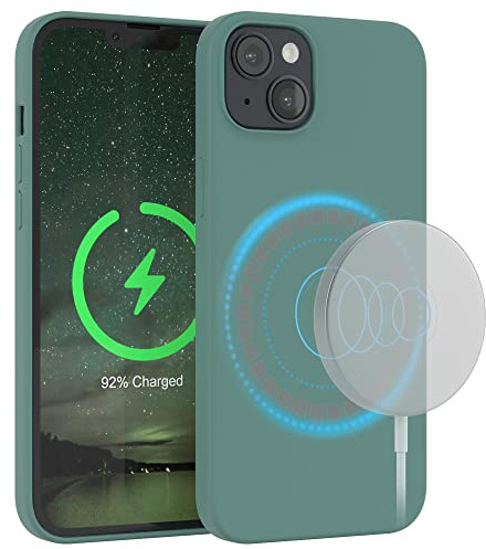 EAZY CASE - Silikonhülle kompatibel mit iPhone 14 Plus Hülle mit Qi Charging Silikon Case weich stoßfeste Handyhülle Schutzhülle Kameraschutz Dünn Schutz Cover TPU Bumper in Nacht Grün