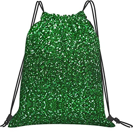 YTORA Grüne Pailletten-Rucksack mit Kordelzug, wasserdichter Kordelzug-Rückensack, Turnbeutel mit Kordelzug, Schwimmtasche für Unisex, Grüne Pailletten, Einheitsgröße