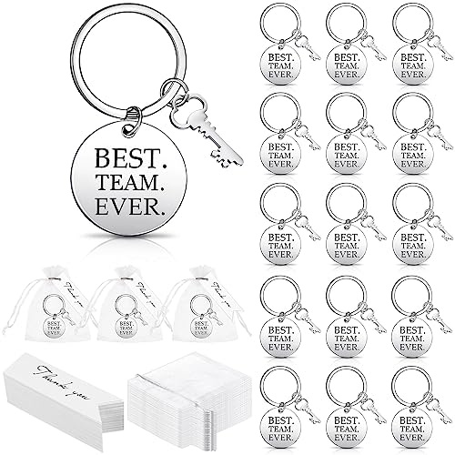 Highergo 110 Stück Schlüsselanhänger für Mitarbeiter, Wertschätzung, Großpackung enthält 30 Best Team Ever Schlüsselanhänger für Mitarbeiter, Kollegen mit 50 Dankeschön-Geschenkanhängern, 30 weiße