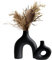 Pevfeciy Keramik Schwarze Vase Set 2-teilig,Vase schwarz matt für Wohnzimmer deko modern,Deko Vase für pampasgras Boho Deko,modern vase für tulpen/frische Blumen/Trockenblumen Dekoration,Schwarz