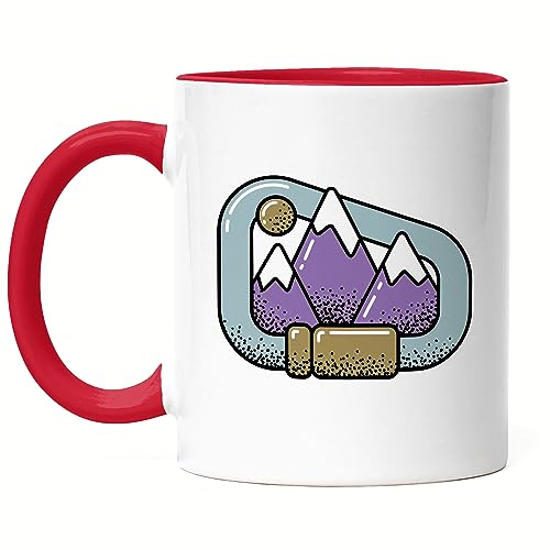 Hey!Print Klettern Tasse Rot Berge Bergsteiger Bouldern Kletterer Sport Abenteuer Hügel Steil Freizeit Halle Felsen Climb