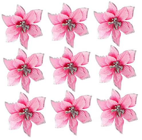 Abaodam 36 Stücke Weihnachten Baum Blumen Tuch Blume Dekorationen 13cm Gefälschte Blumen Weihnachten Ornament Wiederverwendbare Decor Requisiten