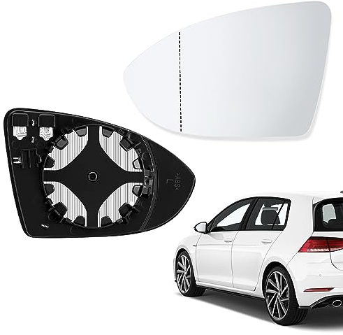 SENZEAL Spiegelglas Links Fahrerseite Beheizbar mit Trägerplatte für VW Golf 7 5G0857521 Außenspiegel Glas Ersatz (Links)