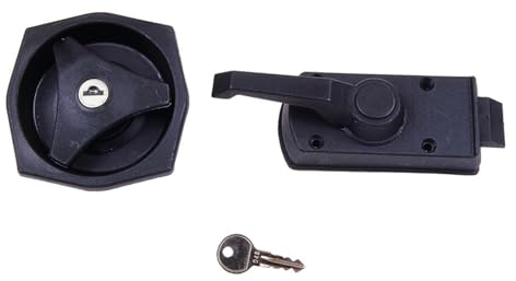 Reimo Türschloss komplett für Wohnwagen 25-35 mm Wandstärke Caravan Schloss schwarz inkl. Schlüssel