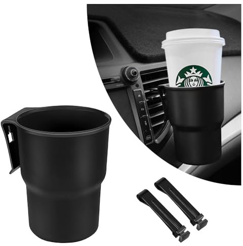 Hanging Cup Holder for Car Air Vents/Windows,Multi-Function Car Cup Holder Organizer/Car Trash Can,Universal Car Window Cup Holder with 2 Hooks Fits Most Cup Types (Black)
