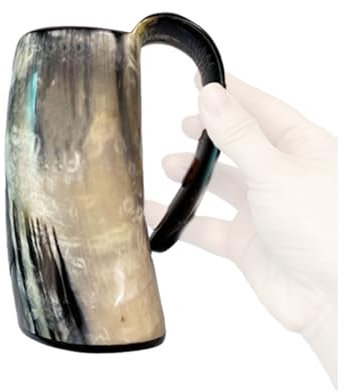 Horn Trinkbecher Horn Trinkbecher Horn Bierkrug Vintage Cup Rustikaler Horn Wasserbecher Whiskey Becher mit Griff für Wasser Bierkrug Bierhorn Bierkrug Trinkbecher Home Decor