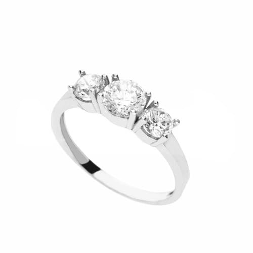 Trilogy-Ring aus 18-karätigem Weißgold mit Zirkonia, Weiße Zirkonen