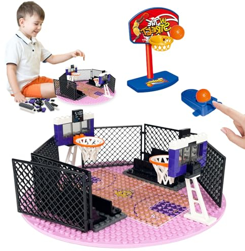 Hpbaggy 85 Teiles Building Block Bildung Spielzeug und Sets von 2 Basketball Ständer Bausteine,für Basketball Court Baseplates 4 X 10 für Basketball Spiel kompatibel (Basketball Playset).