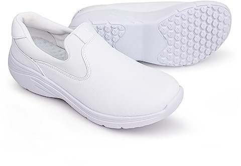 Hawkwell Damen-Schlupfschuhe, leichte Pflegeschuhe, Bequeme, rutschfeste Arbeitsschuhe, Weiß EU 39