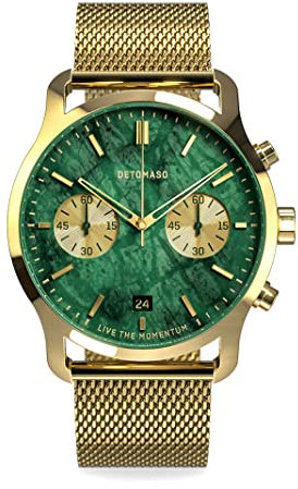 DeTomaso SORPASSO Chronograph LUSSO Gold Herren-Armbanduhr Analog Quarz Mesh Milanese Armband Gold