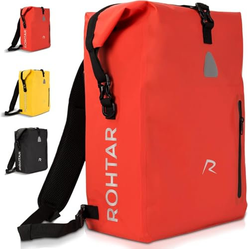 Ceciliec Sacoche de vélo - Sacoche pour porte-bagages et sac à dos de vélo - Étanche - Sacoche pour porte-bagages, à bandoulière, rouge, 18 l
