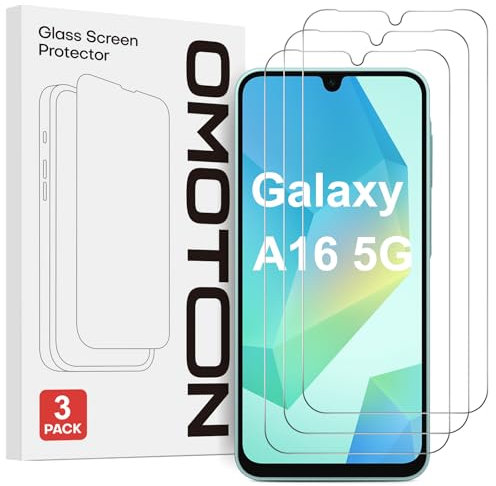 OMOTON Panzer Schutz Glas für Samsung Galaxy A16 4G/5G, 3 Stück Schutzfolie kompatibel mit Samsung Galaxy A16 4G/5G, HD Displayschutzfolie, Anti- Kratzer, Bläschenfrei, 9H Härte
