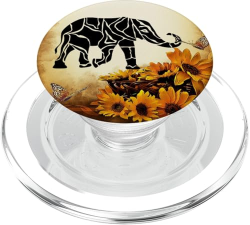 Pop Out Cell Phone Holder Button for Hand Elephant Sunflower PopSockets PopGrip: Swappable Grip for Phones & Tablets PopSockets PopGrip for MagSafe