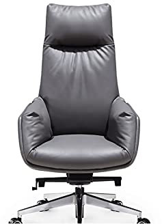 WOTZOV Ergonomischer Stuhl, Manager- und Chefsessel, Bürostuhl, Boss-Stuhl, Computerspielstuhl mit Fester Armlehne, Leder