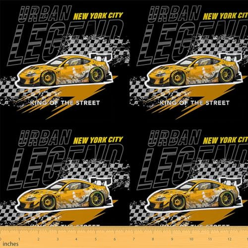 Homemissing Schnellwagen Patchwork Stoffe Orange Stoff Meterware für Stühle Dekor New York City Stoff 92x150cm Luxus Auto Extremsport Polsterstoff