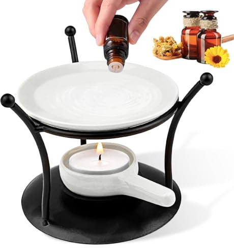 GZLFH Duftlampe, Oil Burner Aromalampe Teelicht mit Keramikschale und der Candle Löffel Stövchen für Duftöle für Home Office Schlafzimmer Dekoration (Eisenkunst)