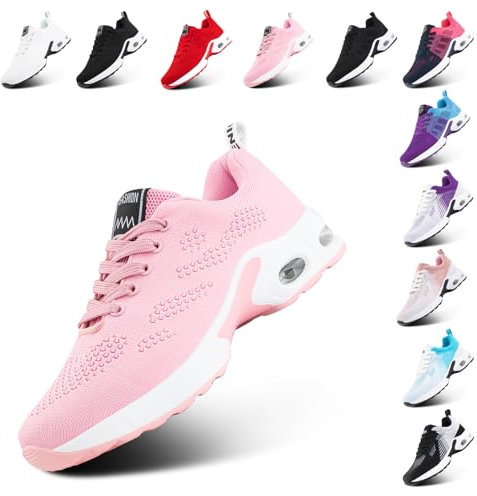 Hitmars Basket Femme Sneakers Chaussure Running Compensee Legere Basquettes Basket Sport Running Shoes Fitness Mode Chaussure de Sport Rose-3 EU 36