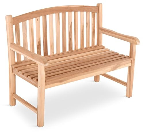 Raburg Gartenbank Teakholz 120 cm, runde Rückenlehne, feingeschliffenes, naturbelassenes Teak, Belastbarkeit 120 kg pro Sitzplatz, langlebig, massiv & robust, Natur unbehandelt, Lana