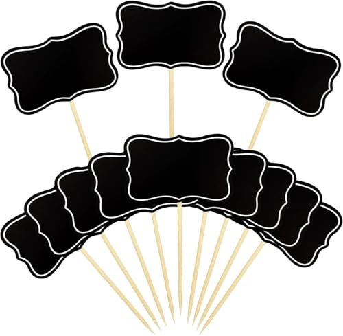 HSYTEK 50 Stück Kreidetafel Klein Zahnstocher, Schilder zum Beschriften, Buffet Zubehör, Fähnchen zum Beschriften für Party Etiketten, Preisschilder, Cupcake Dekorationen, Sandwich, Beschriftete