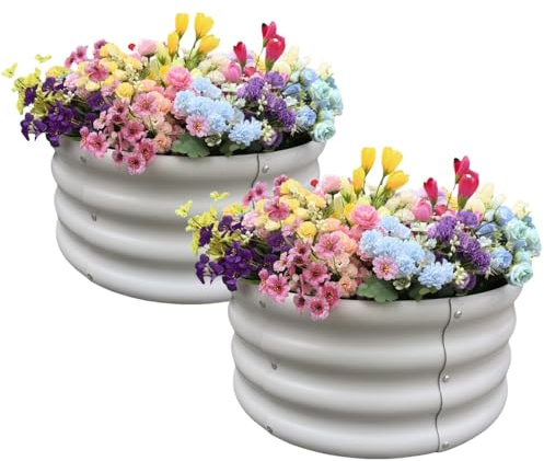 2 Pack Hochbeet aus strapazierfähigem Wetterfester ovaler Pflanzkasten | Atmungsaktiv, Belüftung, Rostbeständig, Verrottungsbeständig, Wetterfest,für Gemüse、Blumen und Kräuter