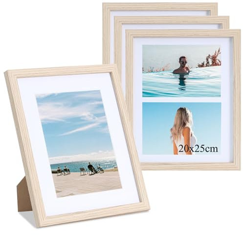 LYYYYX Bilderrahmen 20x25cm Holzrahmen mit Passepartout Display Bilder 10x15cm und 13x18cm mit Matte Rahmen in 4er Set,Fotorahmen for Urkunden,Fotos, Poster, Puzzles