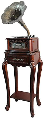SGKOMN Tocadiscos de Vinilo, gramófono Retro, Tocadiscos con Altavoces inalámbricos, Soporte de Mesa, Entrada Auxiliar de 3,5 mm, Radio FM y DVD, grabadora fonográfica de Madera Vintag, B-One