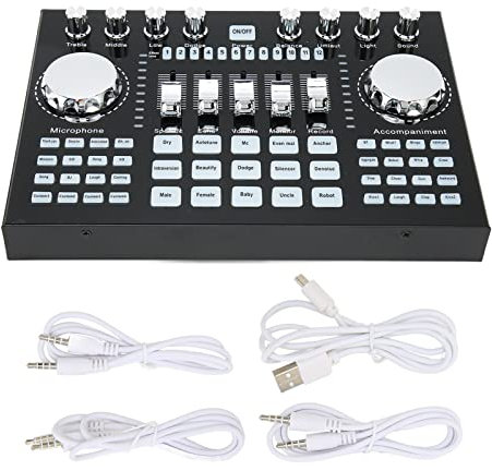 Mixer audio live con grande manopola e fader – effetti sonori multipli luci luminose Bluetooth 5 0 riduzione rumore monitoraggio in tempo reale compatibile PC tablet smartphone