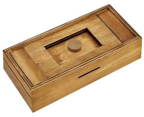 Wooden Puzzle Box with Hidden Compartment Intelligent 3D Brain Teaser Magic Drawers Puzzle Case for Adults Money Cards Holder Brain Game Wood Puzzuling Case for Secret Surprise Gifts