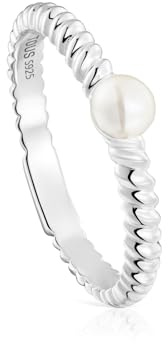TOUS Ring aus Sterlingsilber und Zuchtperle, Größe 14, Kollektion Motive