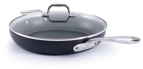 All-Clad HA1 Expert Nonstick 12-Inch Chef's Frying Pan with Tempered Glass Lid, Stay-Cool Ergonomic Handle, Dishwasher-Friendly, Oven-Safe Up to 350°F, Induction, Compatible with All Cooktops, Black