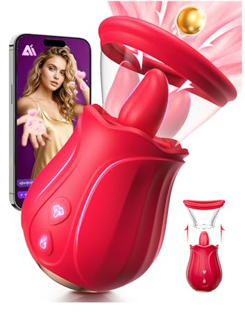 Gasevimo Vibrator Sex Toys Adult Toys - Rose Toy Sex Toy for Women AI Sync 7 Suctions, 360° Rotation Vibrators with 10 Tongue Licking & Vibrating for Clitoral Nipple, Removable Cup Furniture Bedding