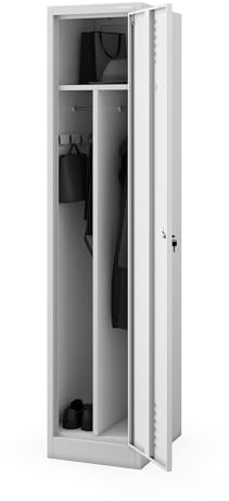 Jan Nowak Kleiderspind Metall Garderobenschrank abschließbar 180x40x50 cm | Umkleideschrank, Garderobenschrank, Schließfachschrank mit Trennwänden, Lüftung, Kleiderhaken, für Betrieb und Sozialraum