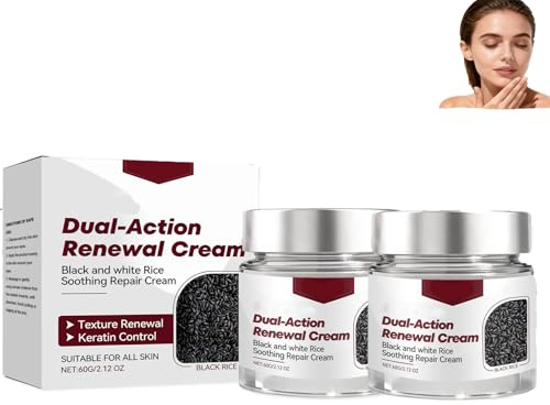 Gesichtscreme mit schwarzem weißem Reis Beruhigende reparierende Creme mit black white Reis Keratin Erase Dual-Action Renewal Balm Tiefenwirksame calming Noire Riz Hautregenerationslotion (2pcs)