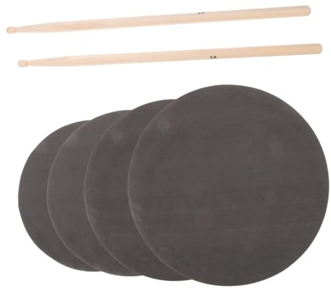 Schlagzeug Übungspad Satz 1 Satz mit Trommelstöcken für Leises Üben | Leichte Schaumstoffpads und Holzsticks, Tragbar für Musikunterricht, Unterwegs, Schwarz, für Anfänger